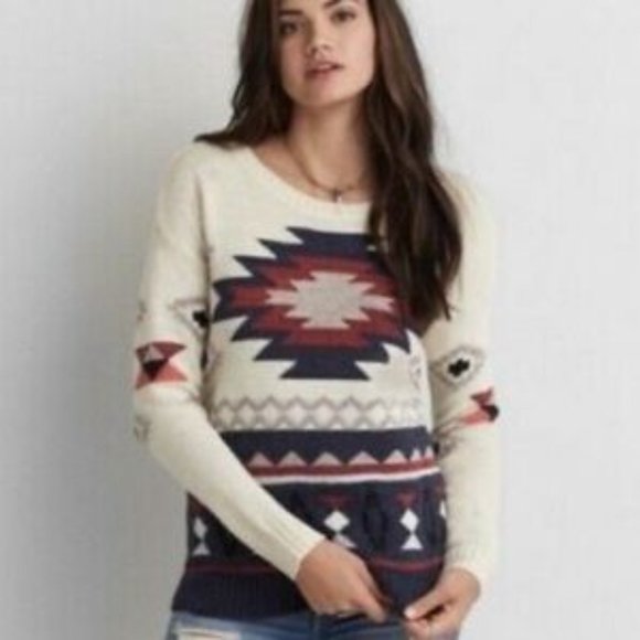 American Eagle Outfitters Sweaters - American Eagle Outfitters Southwestern Sweater Blue Red Ivory Women's Size XS
